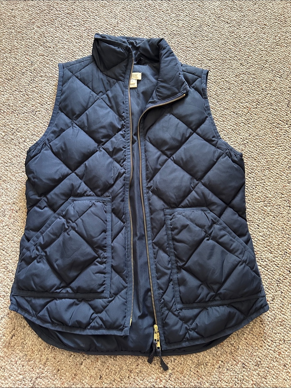 J. Crew Quilted Navy Sleeveless Puffer Vest
